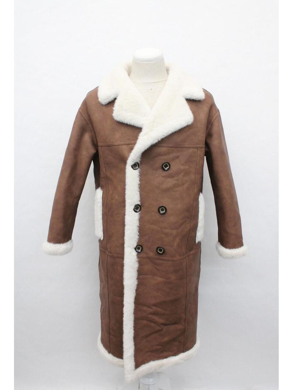 Brand New Brown Fake Faux Fur & Leather Coat Jacket Men Man Size 38-40 S-M